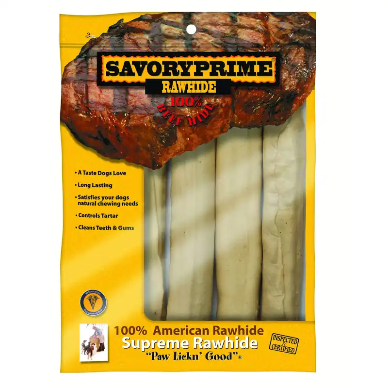 Savory Prime American Supreme Large Adult Rawhide Bone Beef Rawhide 10 In. L 4 Pk