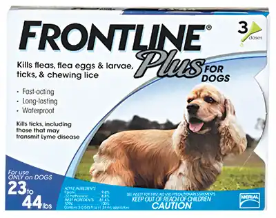 Frontline Plus Liquid Dog Flea And Tick Drops 9.8% Fibronil, 8.8% (S)-methoprene 0.05 Oz