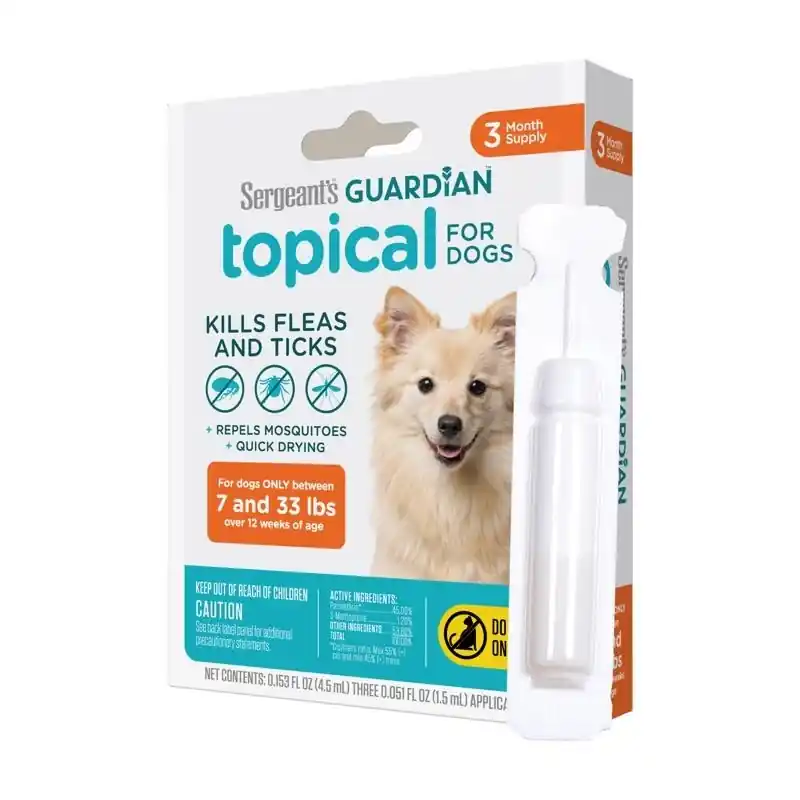 Guardian Liquid Dog Flea And Tick Killer 0.15 Oz For Dogs 7-33 Lb