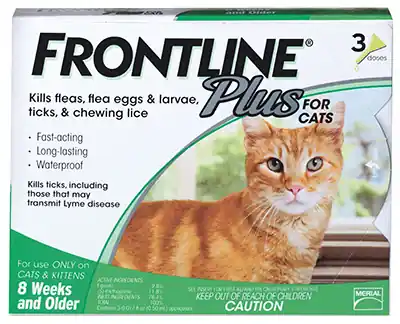 Frontline Plus Liquid Cat Flea And Tick Drops 9.8% Fibronil, 8.8% (S)-methoprene 0.02 Oz