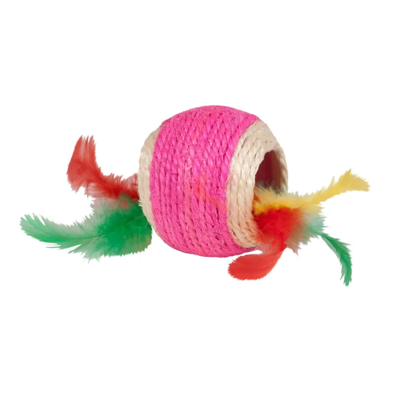 Kylies Brights For Cat Assorted Jute Ball With Feather Cat Toy Large 1 Pk