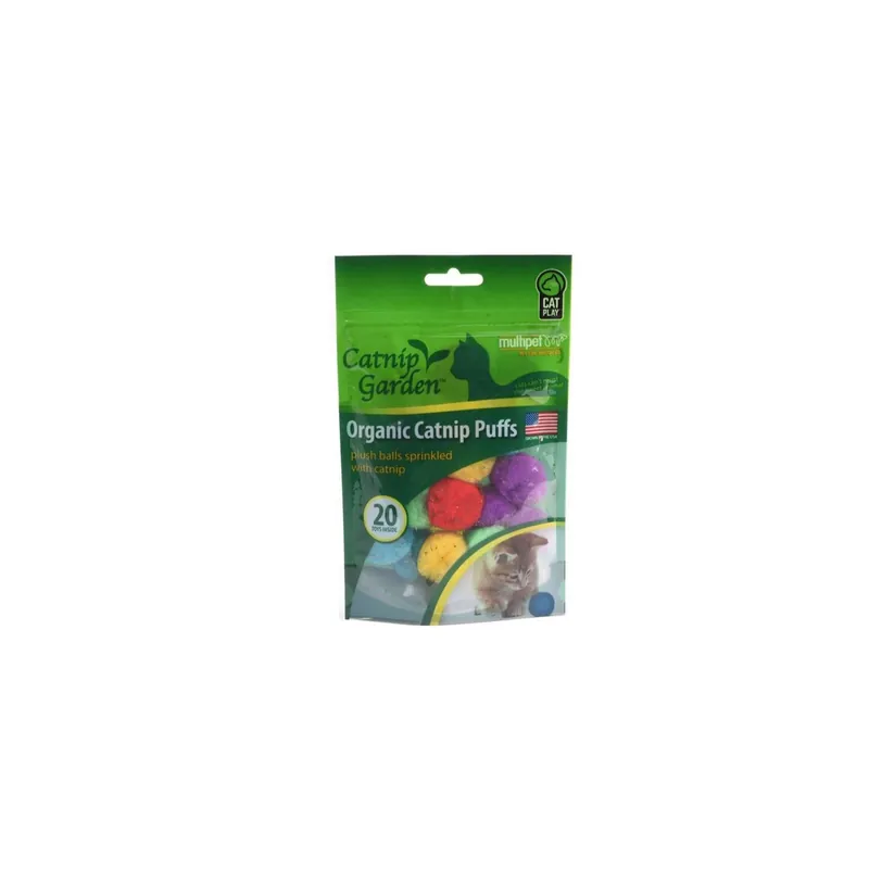 Multipet Catnip Garden Organic Grain Free Catnip Puffs For Cats 20 Pk
