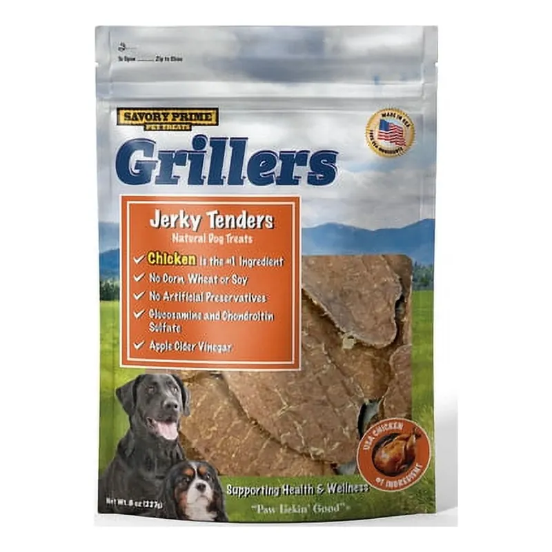 Savory Prime Grillers Chicken Grain Free Jerky Tenders For Dogs 8 Oz