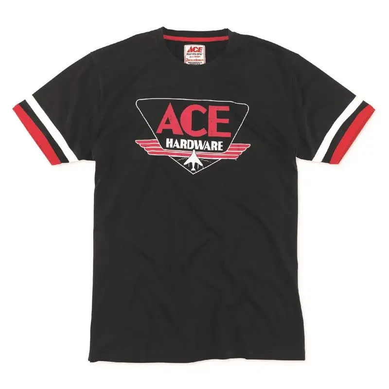 Ace Vintage Threads Medium Men‘s Black Crew Neck Short Sleeve Tee Shirt