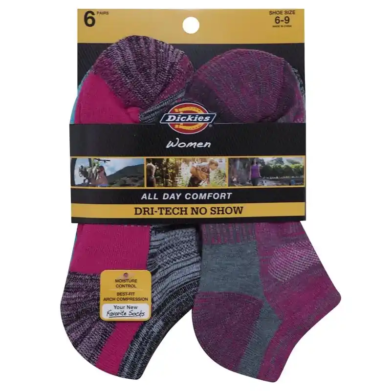 Dickies Dri Tech Women‘s 6-9 No-Show Socks Assorted