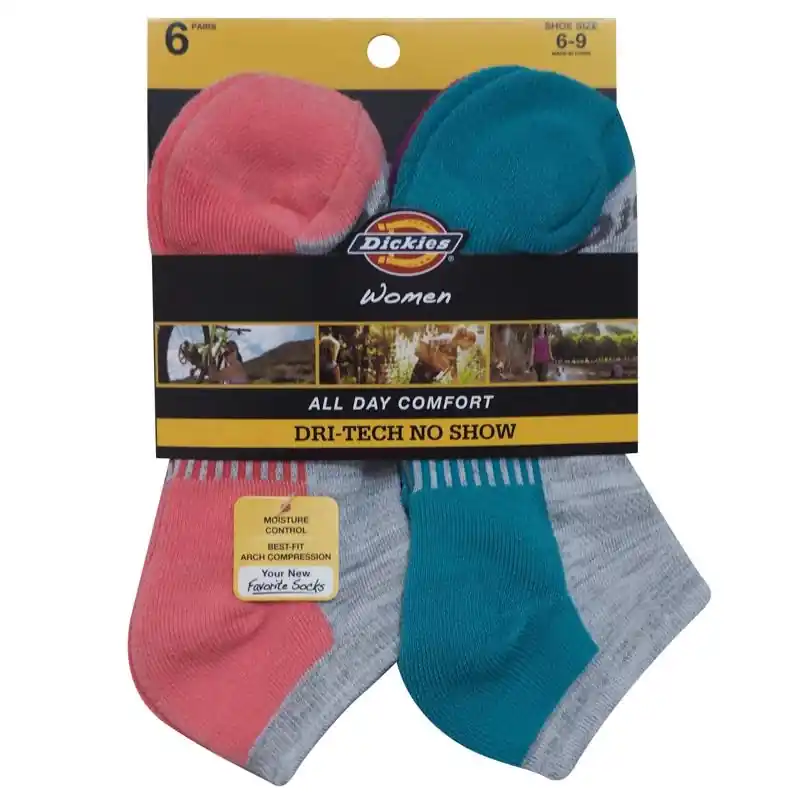 Dickies Dri Tech Women‘s 6-9 No-Show Socks Assorted