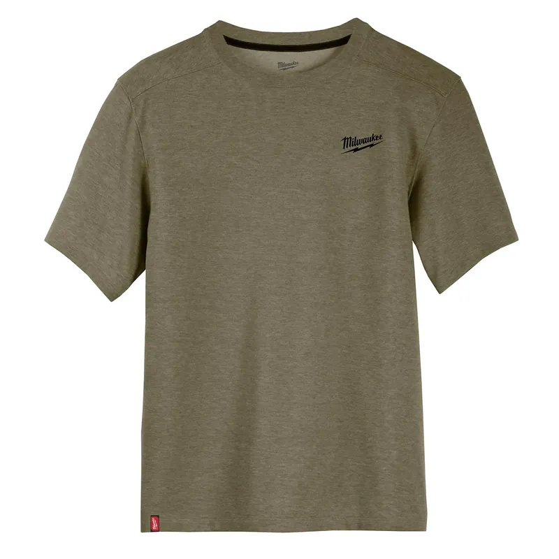 Xl Short Sleeve Men‘s Crew Neck Green Hybrid Work Tee Shirt
