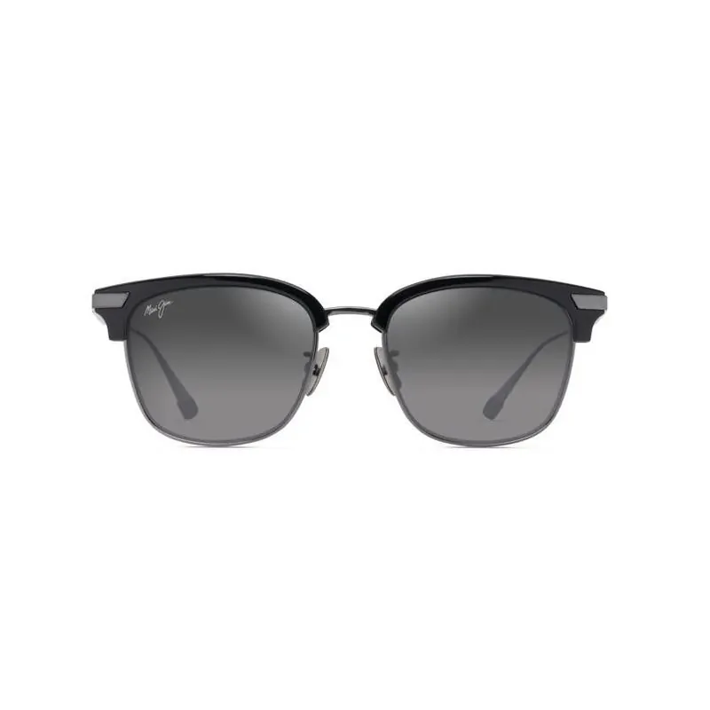 Maui Jim Kalaunu AF Unisex Polarized Sunglasses – Shiny Black Frame With Dark Silver Accents & Neutral Grey Lenses
