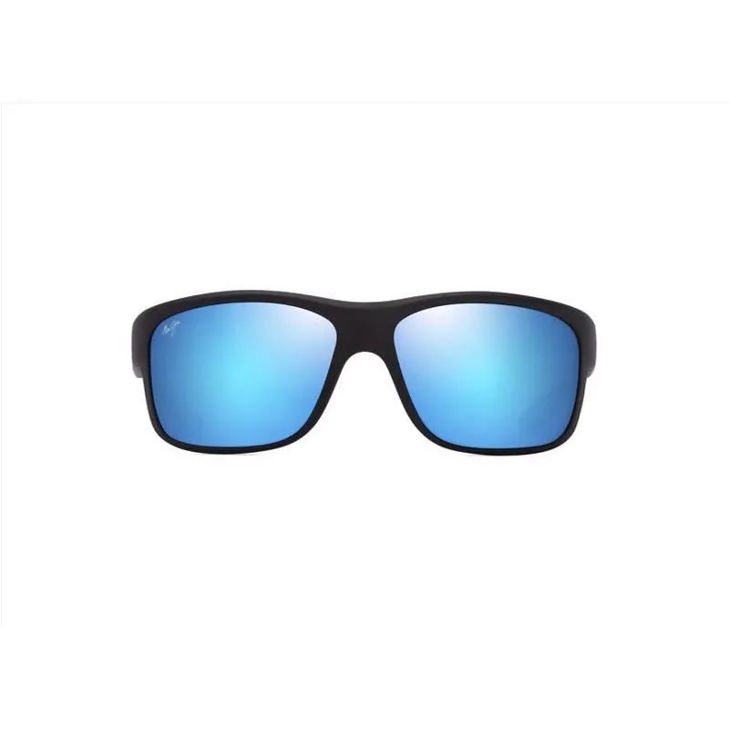 Maui Jim Southern Cross Men‘s Polarized Matte Black & Blue Frame Sunglasses – Blue Hawaii SuperThin Glass Lenses