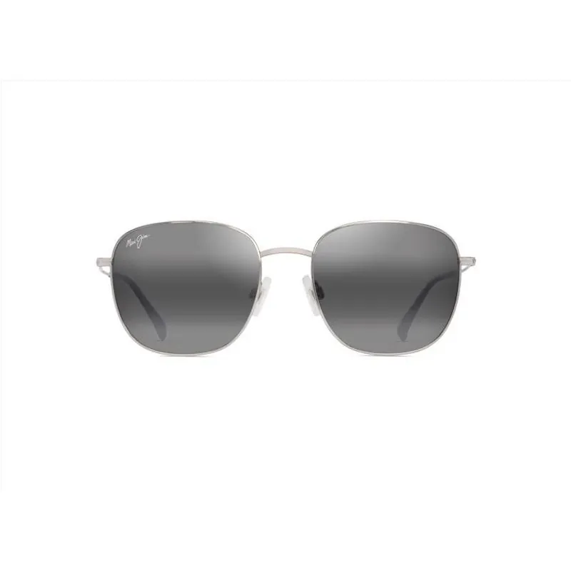 Maui Jim Olali AF Unisex Polarized Sunglasses – Shiny Silver Frame With Black Accents & Neutral Grey MauiPure Lenses