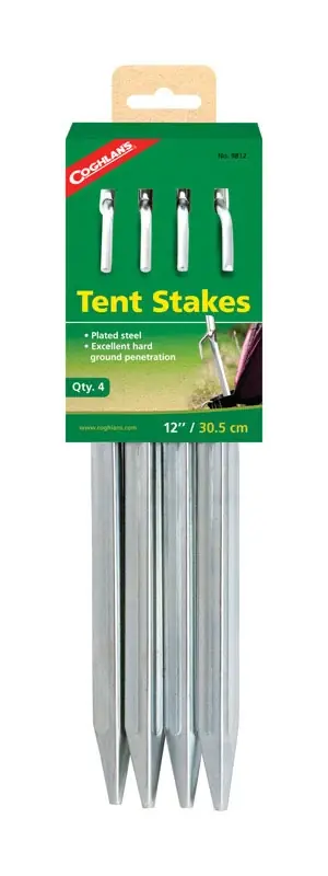 Coghlan‘s Silver Tent Stakes 12 In. L 4 Pk