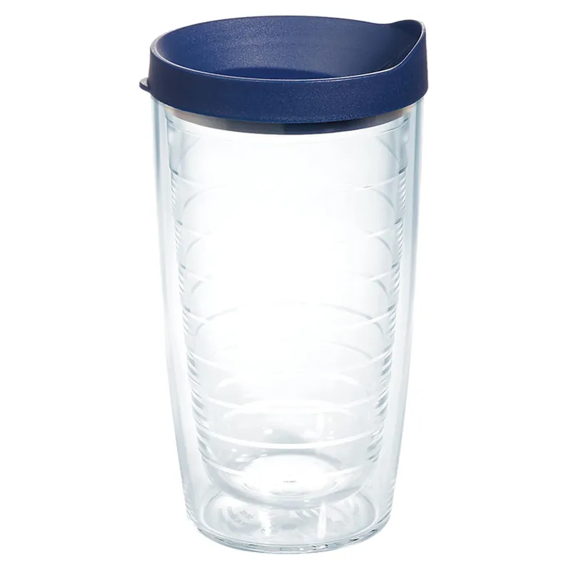 16 Oz Blue/clear Bpa Free Insulated Tumbler With Lid - Double Walled Design
