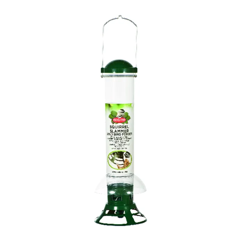 Perky-Pet Squirrel Slammer Wild Bird 3.5 Lb Metal/Plastic Bird Feeder 3 Ports