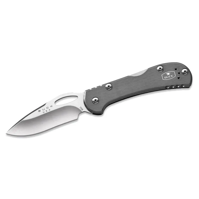 Buck Mini Spitfire Gray Pocket Knife – 2.75" 420HC Steel, Over 6" Open