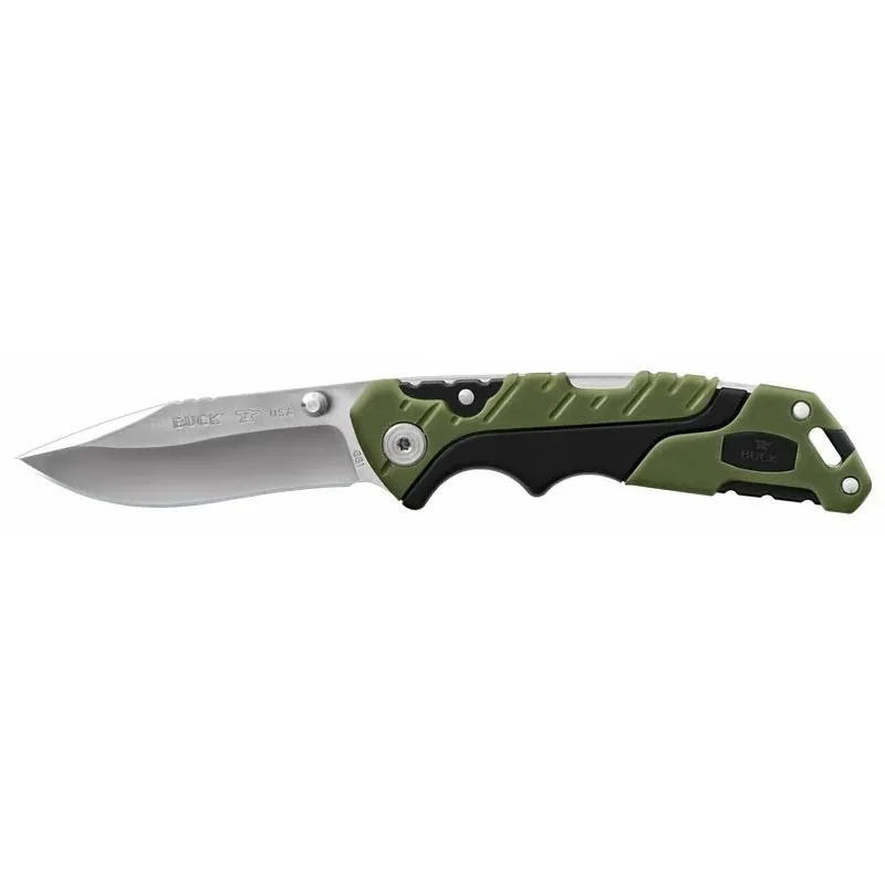 Buck Folding Pursuit 3‑Inch 420HC Steel Pocket Knife – Black/Green