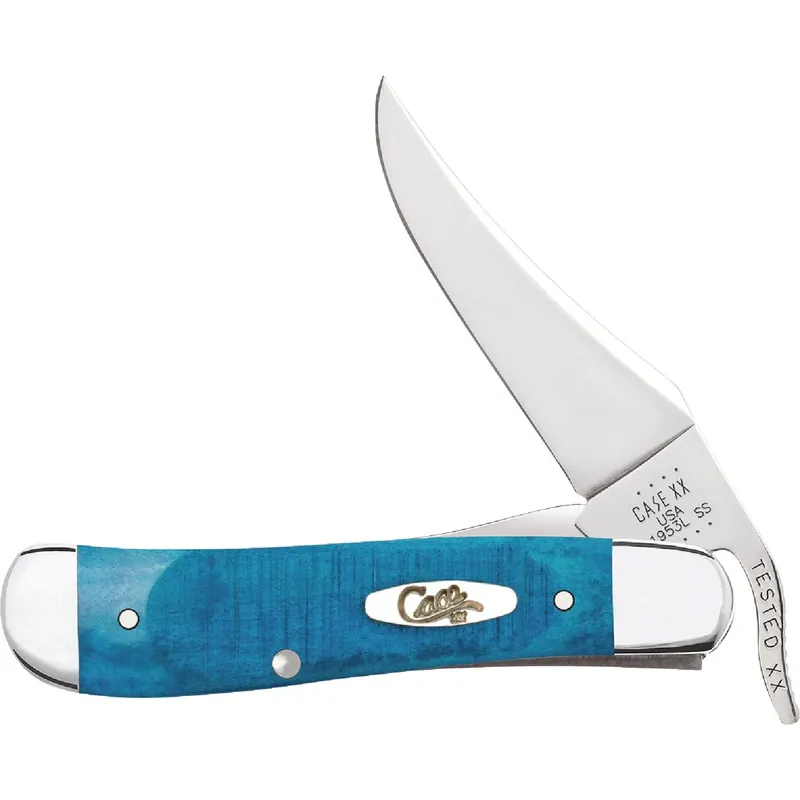 2.7 In. Sawcut Jig Caribbean Blue Bone Russlock Pocket Knife