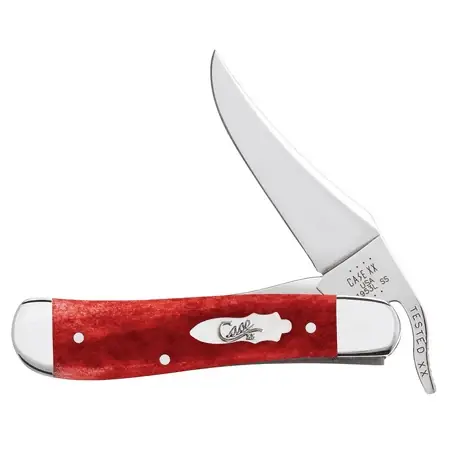 11322 Old Red Folding Russlock Knife With Stainless Blade And Bone Handle