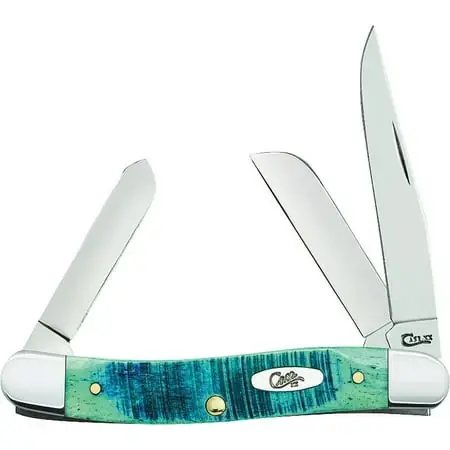 Clip, Sheepfoot And Spey Blades Medium Stockman With Caribbean Blue Bone Handle