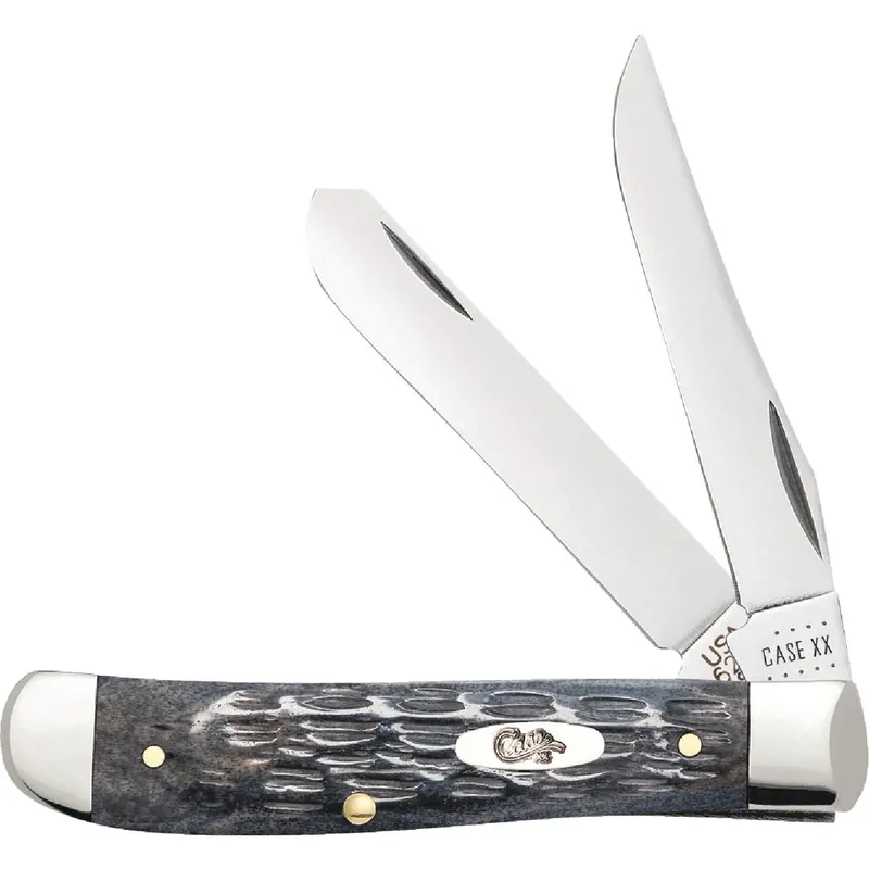 Mini Trapper 2.8 In. Pocket Worn Crandall Jig Gray Bone Pocket Knife