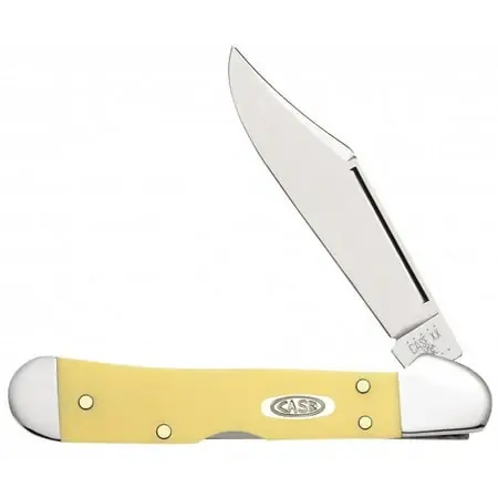 Mini Copperlock Pocket Knife With Smooth Yellow Synthetic Handle And Locking Clip