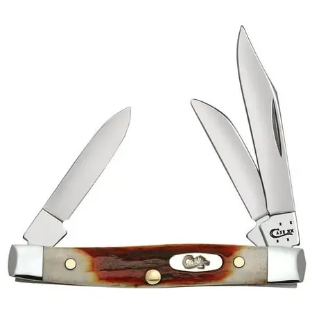09449 Small Stockman Red Stag Folding Knife With 3 Blades
