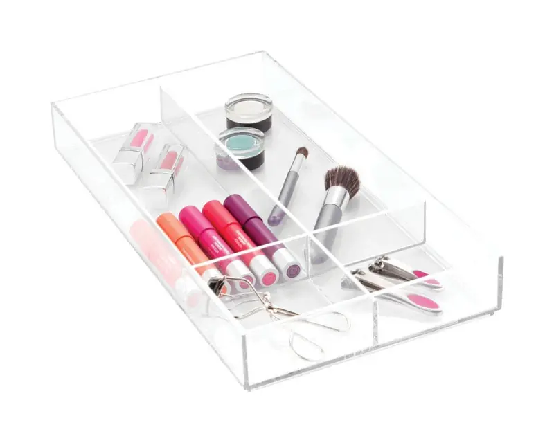 2 In. H X 16 In. W X 8 In. D Clear Plastic Cosmetic Organizer