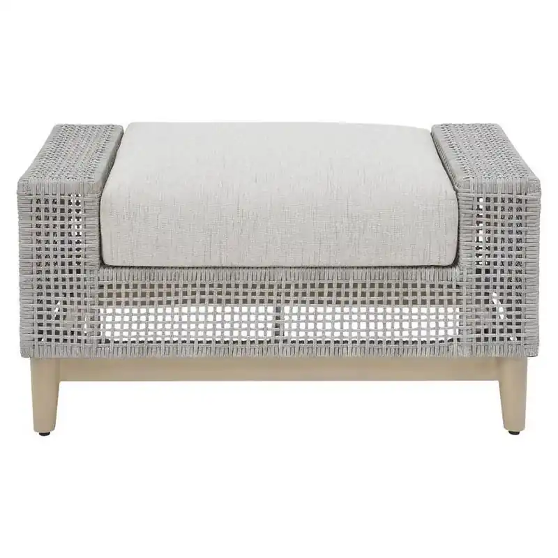 Seton Creek Gray Aluminum Ottoman – Modern Outdoor Accent