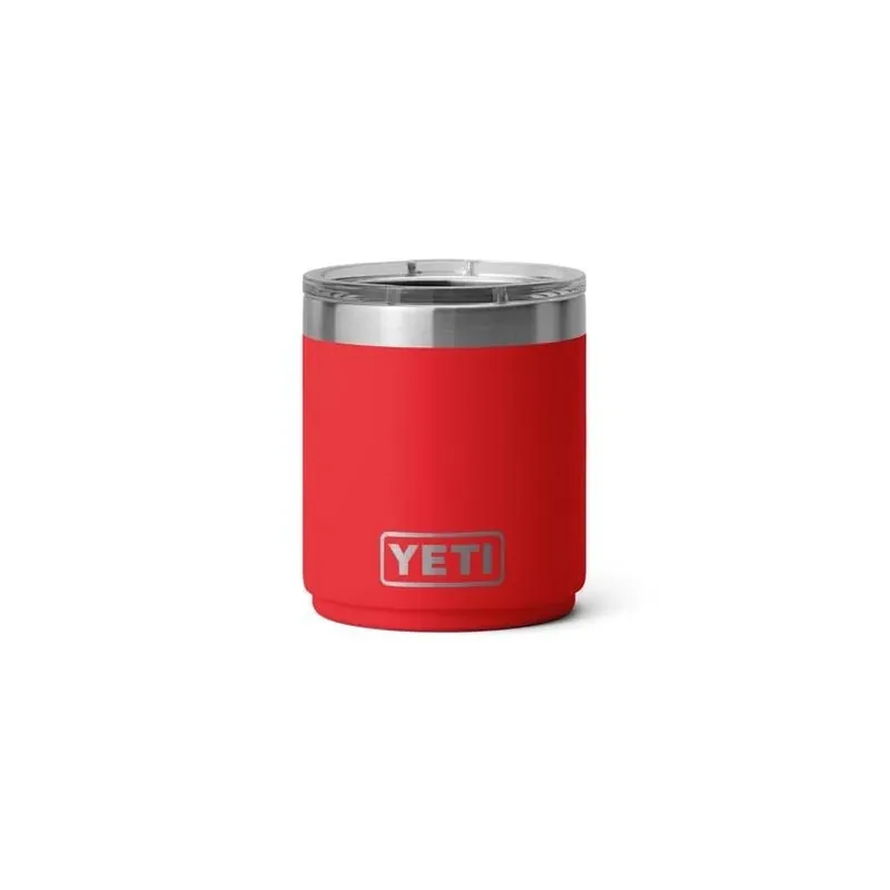 YETI Rambler 10‑oz Rescue Red Ceramic‑Lined Lowball Tumbler With Stackable Design And MagSlider Lid