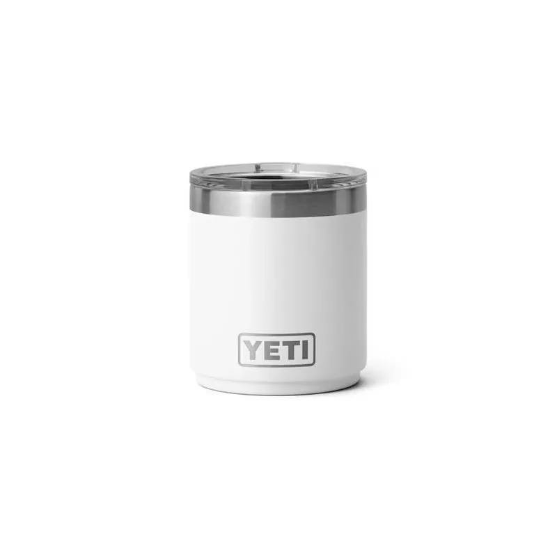 YETI 10‑oz White Ceramic‑Lined Lowball Tumbler With Magnetic Slider Lid – Stackable & BPA‑Free