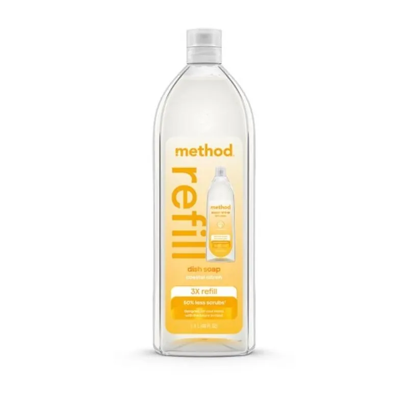 Method Super Shine Coastal Citron Dish Soap Refill – 48 oz Liquid Cleaner