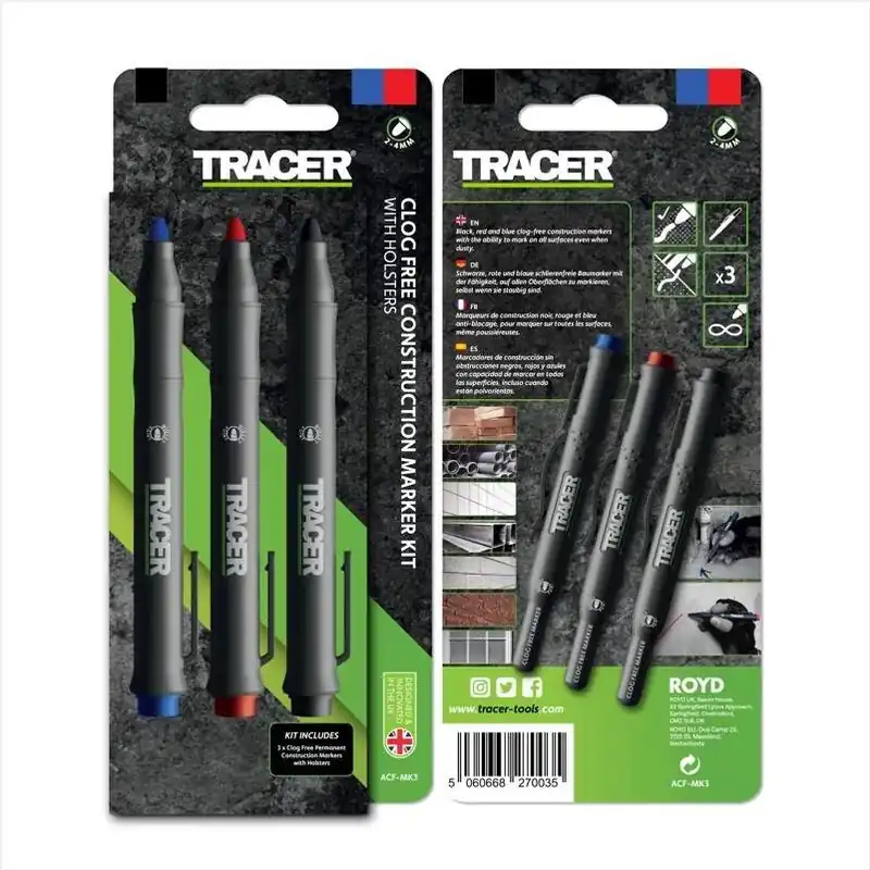 Tracer 6‑Inch Assorted Plastic Marker Set – 3‑Pack
