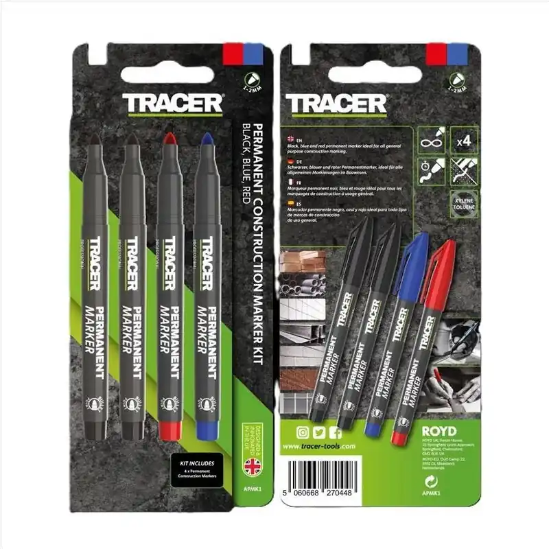 Tracer 6‑Inch Assorted Permanent Marker Set – 4‑Pack