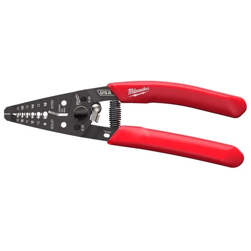 Milwaukee 8‑Gauge Heavy‑Duty Multi‑Purpose Wire Stripper – Black/Red