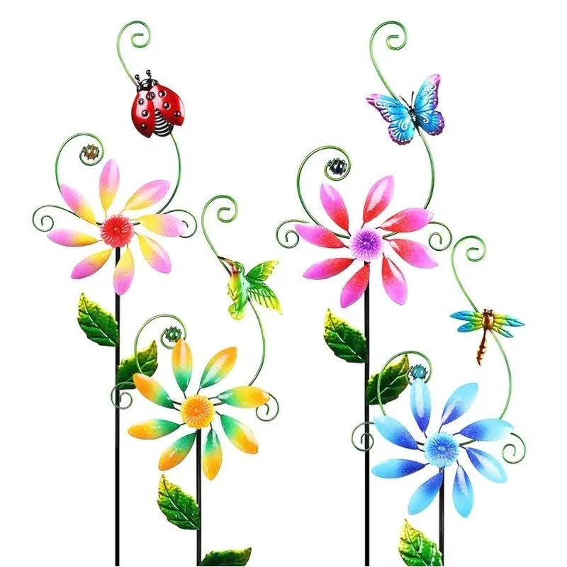 Exhart 50‑Inch Assorted Metal Yard Stake Set – Decorative Outdoor Lighting Poles