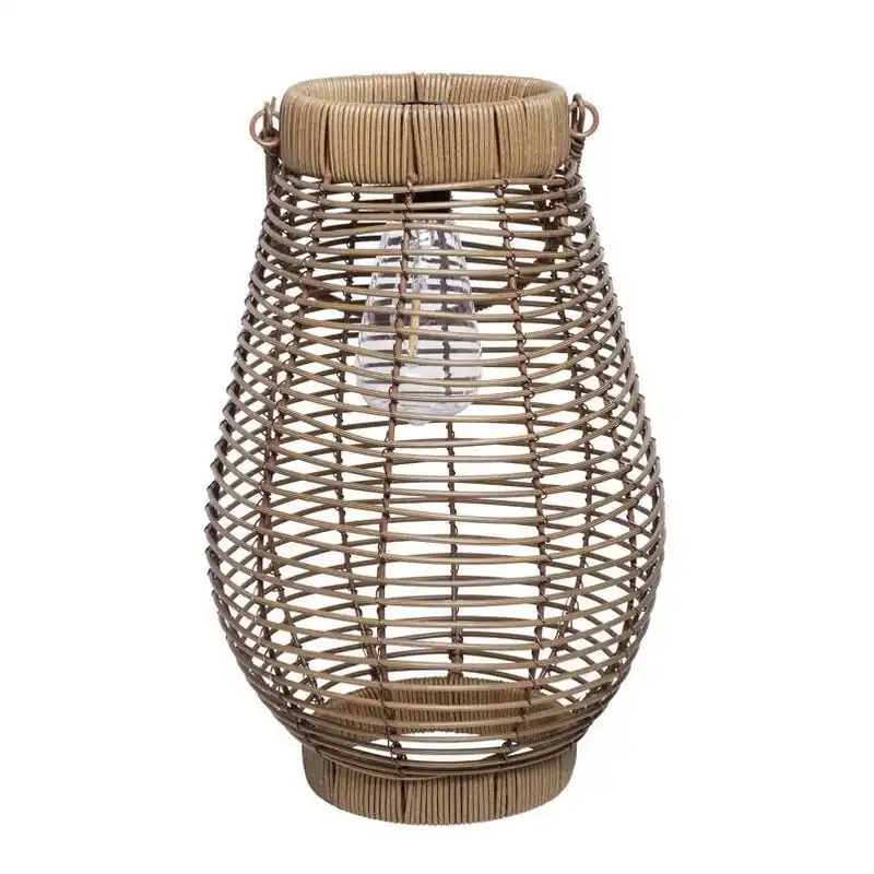 Exhart 9.5‑Inch Tan Portable Plastic Lantern – Compact Outdoor Light