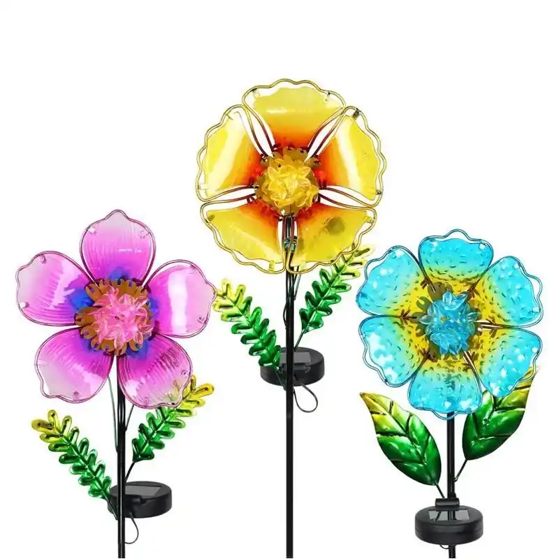 Exhart 33‑Inch Multicolor Pansy Flower Garden Stake – Glass & Metal Outdoor Décor