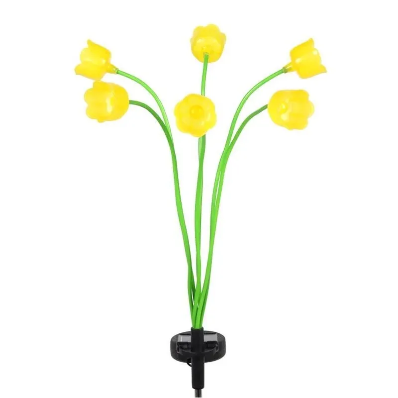 Yellow Solar Garden Stake – 27‑Inch Metal/Plastic Flower Spray Light