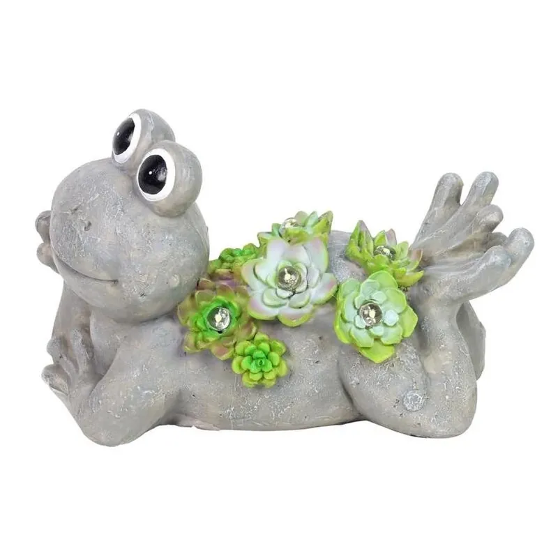 Whimsical Frog & Succulent Resin Statue – 7.5‑Inch Decorative Garden Ornament