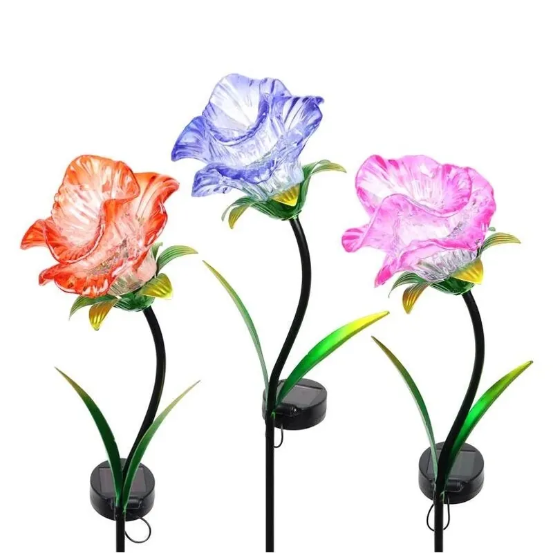 Exhart 37‑Inch Assorted‑Color Solar Garden Stake – Durable Plastic Outdoor Light