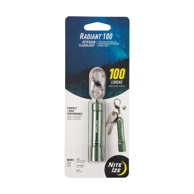 Radiant 100 Lumens Olive Led Keychain Flashlight With Aaa Battery