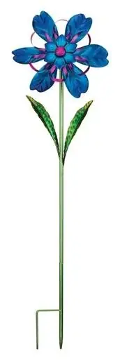 Regal12162 Blue Flower Spinner Stake For Garden Decor