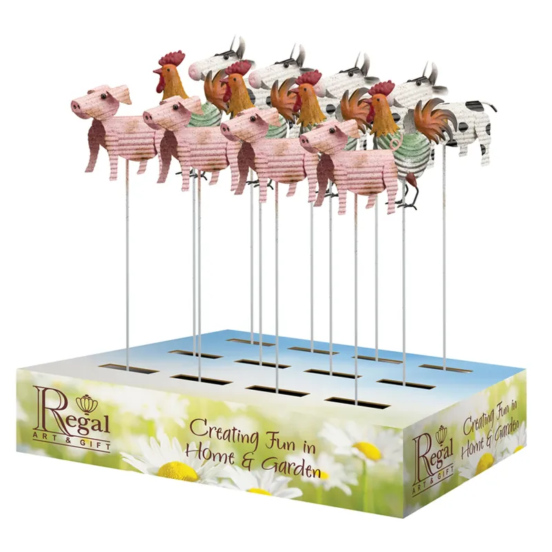 Assorted Metal 16 In. H Barn Animal Plant Picks Outdoor Garden Stake
