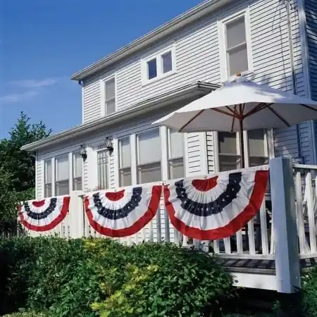 Medium American Flag Applique Bunting - 2-sided Pleated Garden Flag