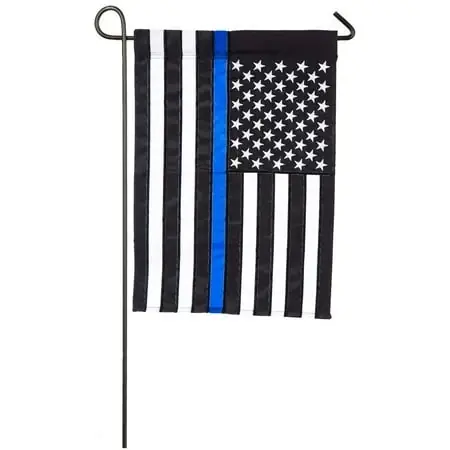 Thin Blue Line Garden Applique Flag 12.5 X 18 Inches For Indoor Outdoor Use