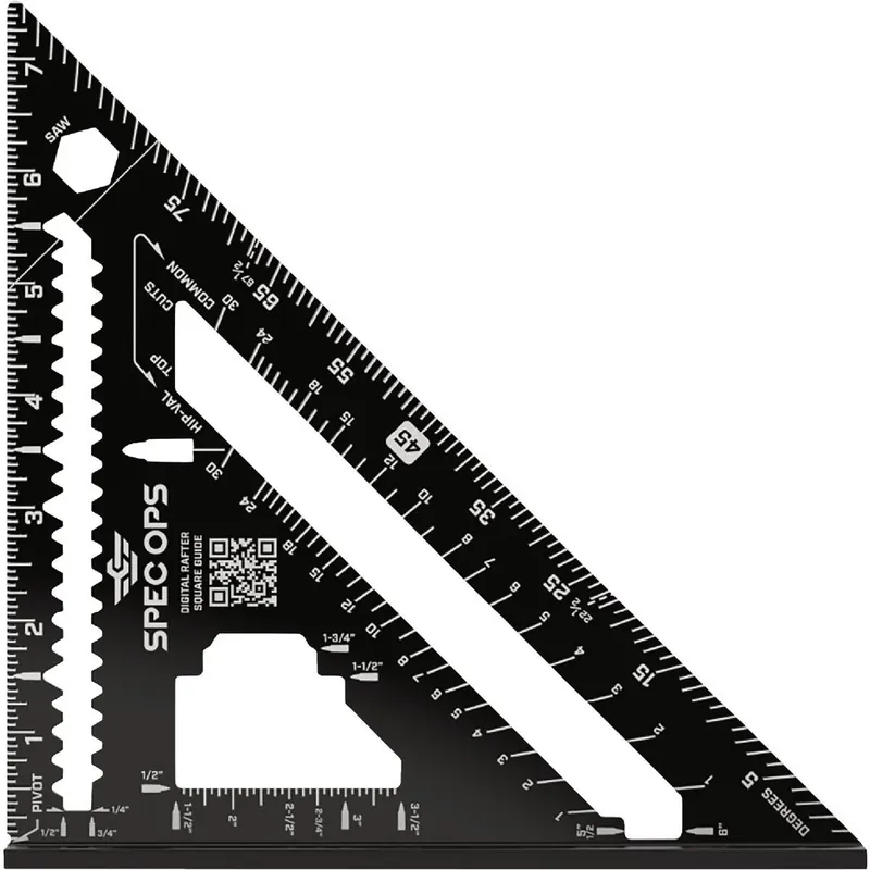 Spec Ops Rafter Square With 1/16‑in Graduation – 7½‑in Length