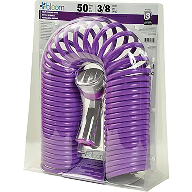 Bloom 3/8 In. Dia X 50 Ft Light Duty Expandable Coil Garden Hose With Nozzle