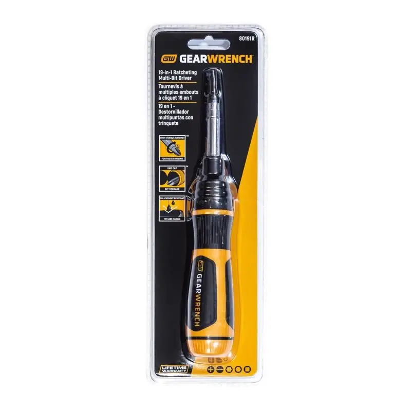 Gearwrench 19-in-1 Multi-bit Ratcheting Screwdriver 9.5 In. With Polypropylene Handle