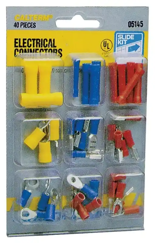 Calterm 22-10 AWG Solid/Stranded Terminal And Connector Kit Assorted 40 Pc