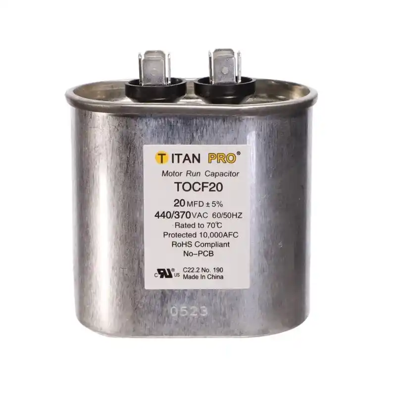 Titan Pro 20 Mfd 440 Volt Oval Run Capacitor Aluminum Case