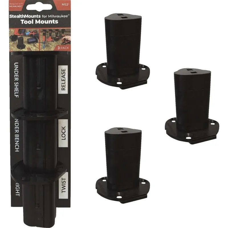 StealthMounts Tool Holders Compatible With Milwaukee M12; Black ABS Tool Holder 3 Pk